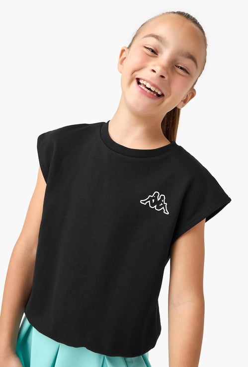 Kappa Logo Print Round Neck T-shirt with Extended Sleeves