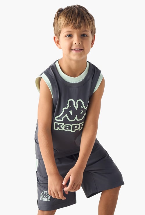 Kappa Logo Print Sleeveless T-shirt and Shorts Set
