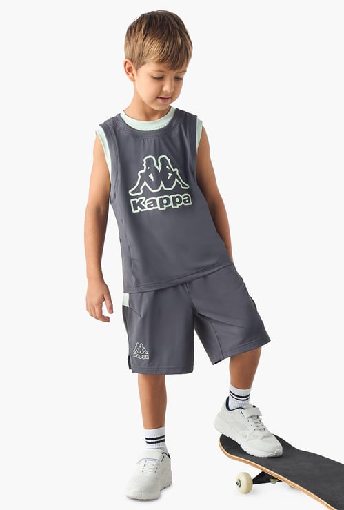 Kappa Logo Print Sleeveless T-shirt and Shorts Set