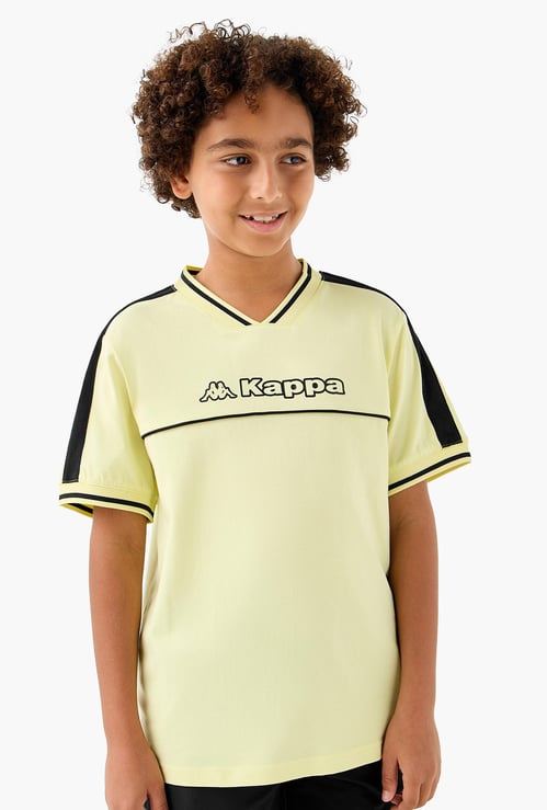 Kappa Logo Print V-Neck T-shirt with Short Sleeves