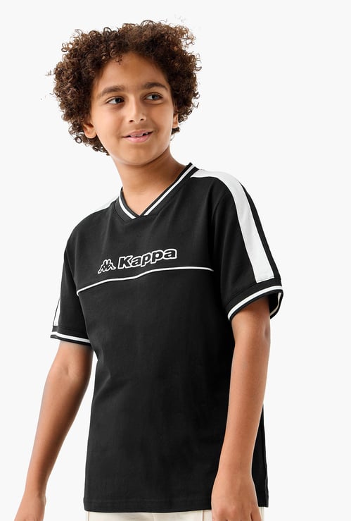 Kappa Logo Print V-neck T-shirt with Short Sleeves