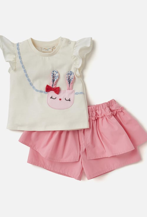 Juniors Bag Applique T-shirt and Shorts Set