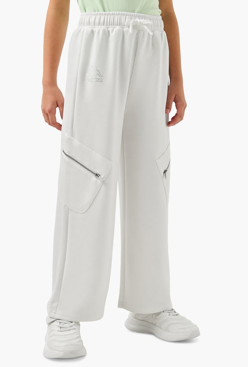 Kappa Logo Print Track Pants with Elasticated Waistband and Pockets