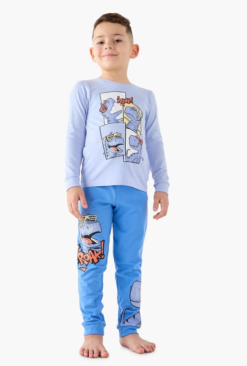 Juniors Dinosaur Print T-shirt and Pyjama Set