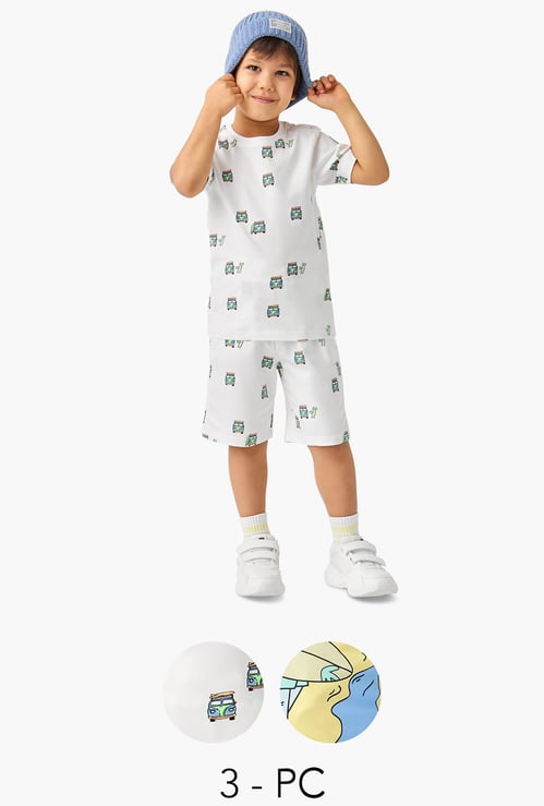 Juniors 3 Piece Printed Shorts and T-shirt