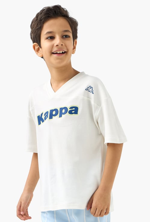 Kappa Logo Print V-Neck T-shirt with Short Sleeves