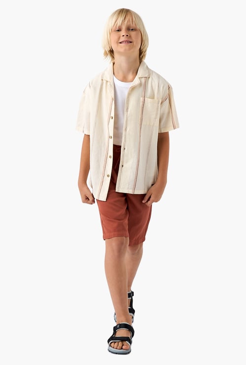 Juniors Eligo Striped Shirt and Solid Shorts Set