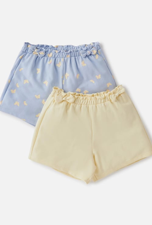 Juniors Assorted Shorts with Elasticated Waistband and Bow Detail - Set of 2