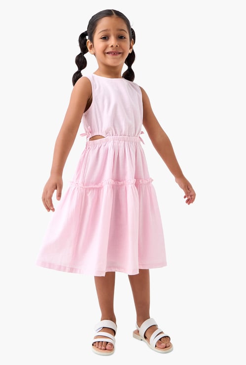 Juniors Cut Out Detail Tiered Sleeveless Dress