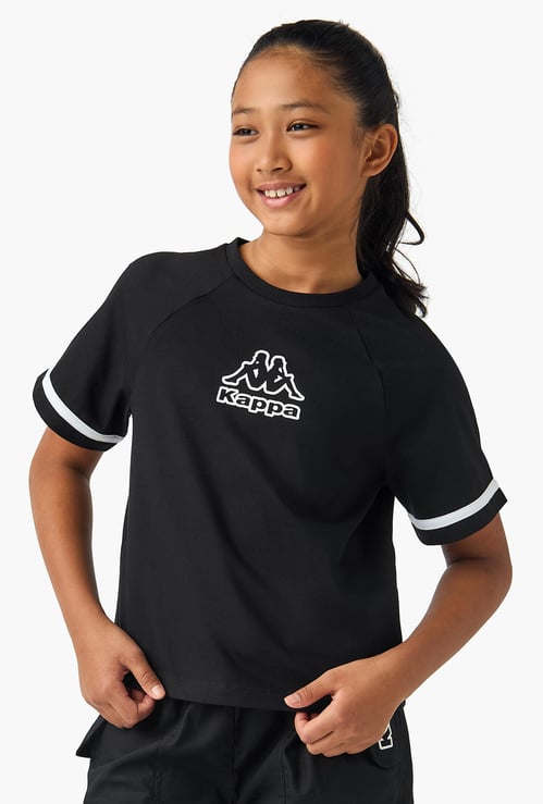Kappa Logo Print Round Neck T-shirt with Short Sleeves