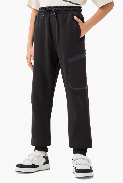 Kappa XYZ Logo Print Joggers with Pockets and Drawstring Closure