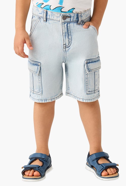 Juniors Solid Denim Shorts with Pockets