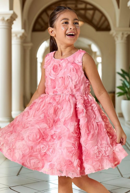 Juniors All-Over Floral Accent Sleeveless Dress