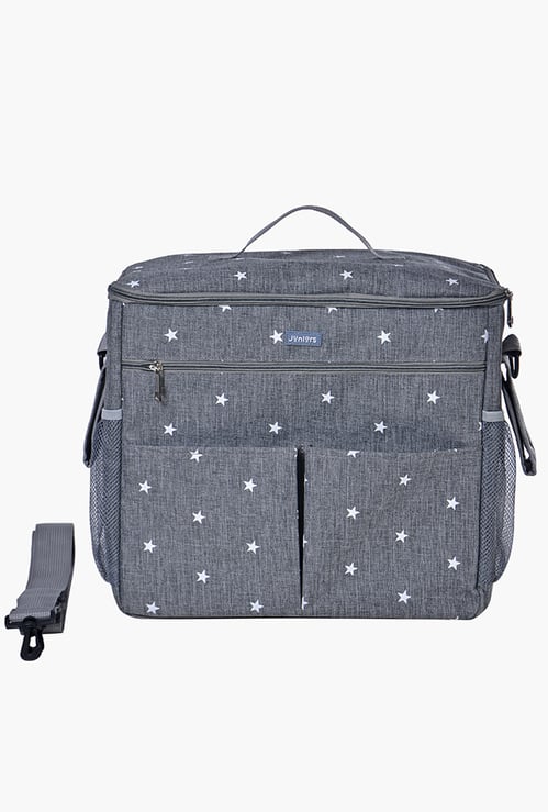 Juniors Star Print Diaper Bag with Detachable Strap and Zip Closure