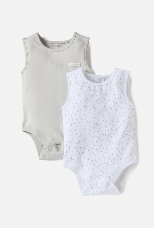 Juniors Assorted Sleeveless Bodysuit with Button Closure - Set of 2