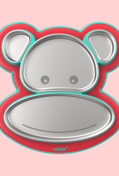 Rabitat Pogo Playte Anti Skid Stainless Steel Divided Plate