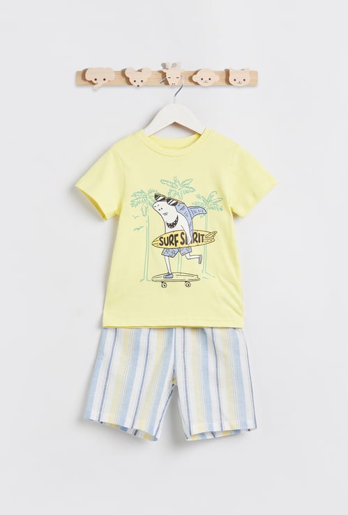 Juniors Printed T-shirt with Bermudas