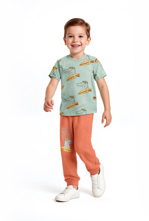 Juniors Crocodile Print T-shirt and Pyjama Set