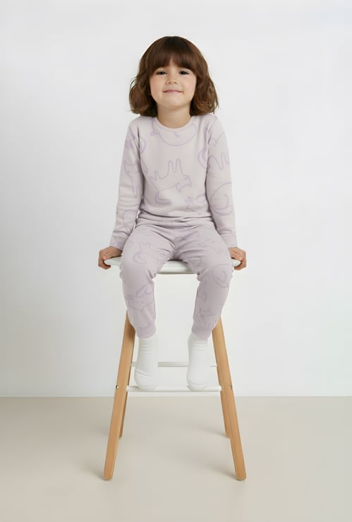 Juniors Cat Print T-shirt and Pyjama Set