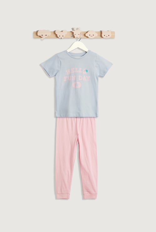 Juniors Printed T-shirt and Pyjama Set