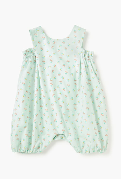 Juniors Floral Print Romper with Button Closure