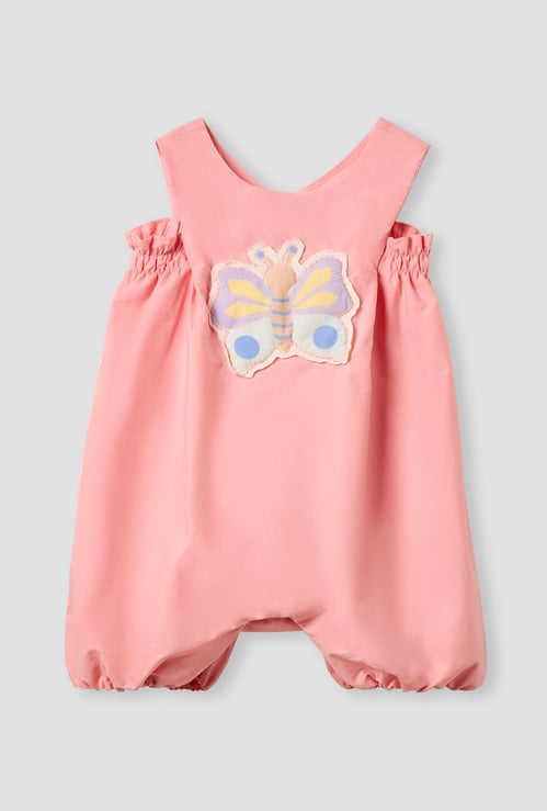 Juniors Butterfly Applique Romper with Snap Button Closure