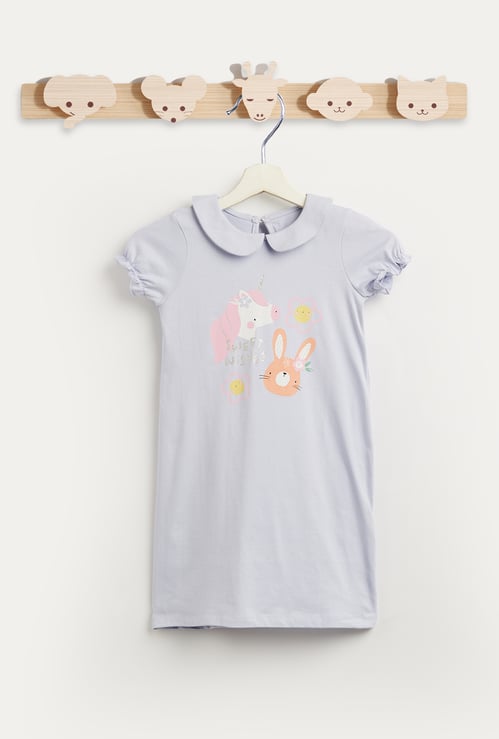 Juniors Printed Peter Pan Collar Night Dress