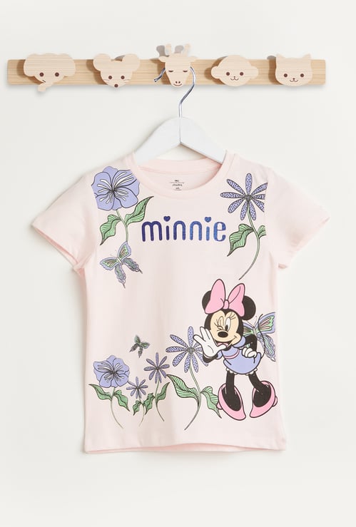Juniors Minnie Mouse Glitter Print T-shirt