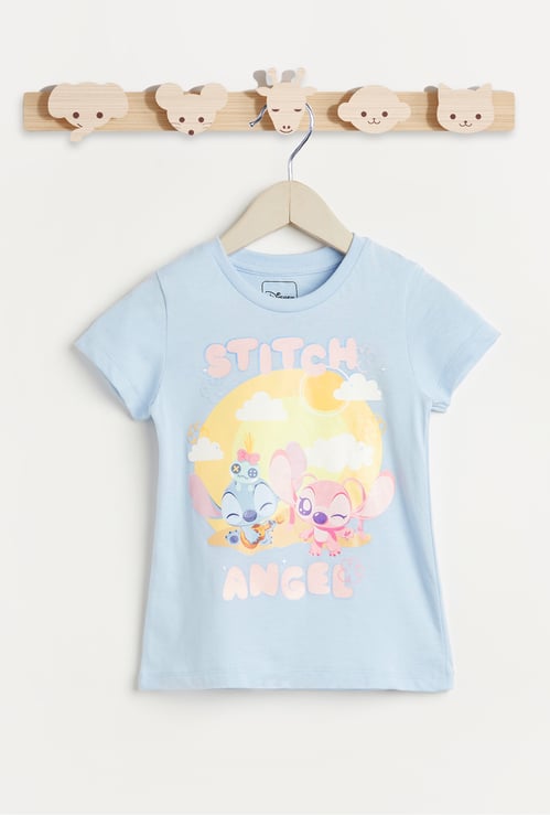 Juniors Stitch and Angel Print T-shirt