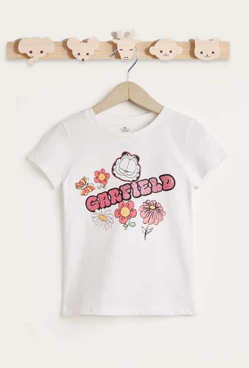 Juniors Garfield Glitter Print T-shirt