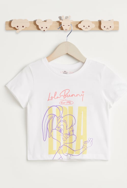 Juniors Lola Bunny Glitter Foil Print T-shirt