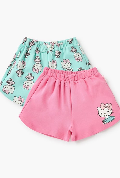 Juniors Hello Kitty Print Shorts with Drawstring Closure - Set of 2