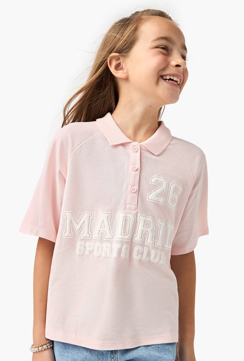 Juniors Varsity Polo T-shirt with Raglan Sleeves