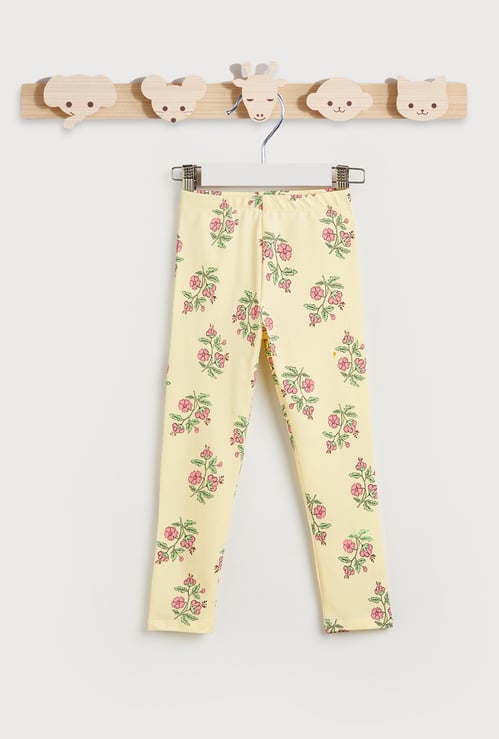 Juniors Floral Print Leggings with Elasticated Waistband