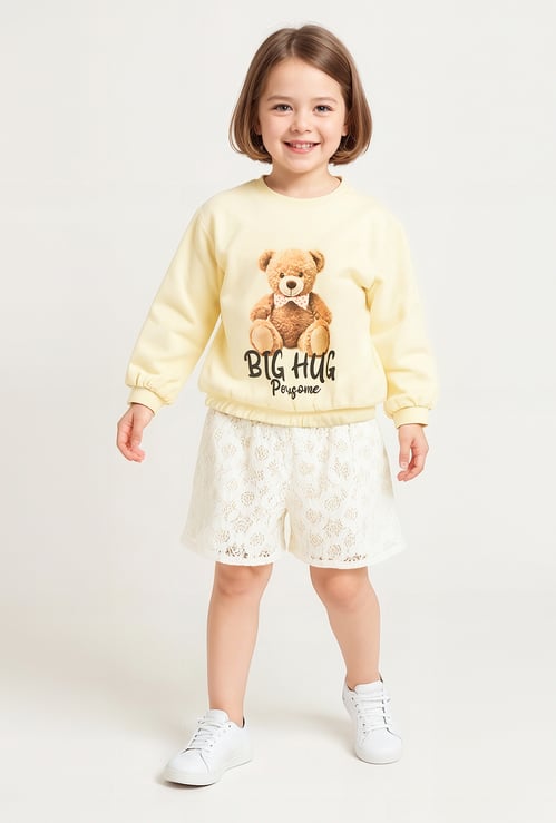 Juniors Bear Print Sweatshirt