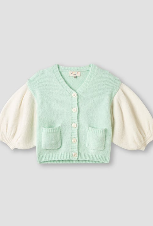 Juniors Textured Cardigan with Long Sleeves