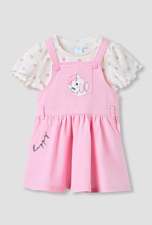 Marie Cat Pinafore Dress and Printed Top Set