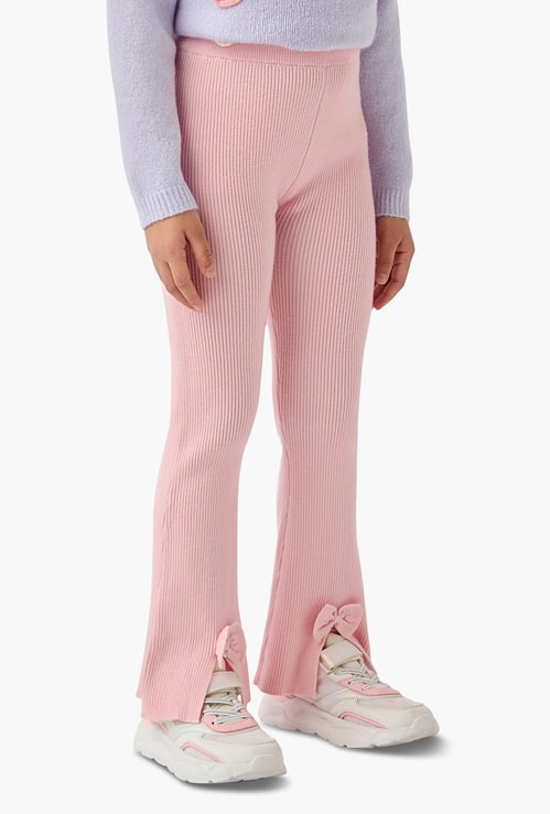 Juniors Ribbed Flared Pants