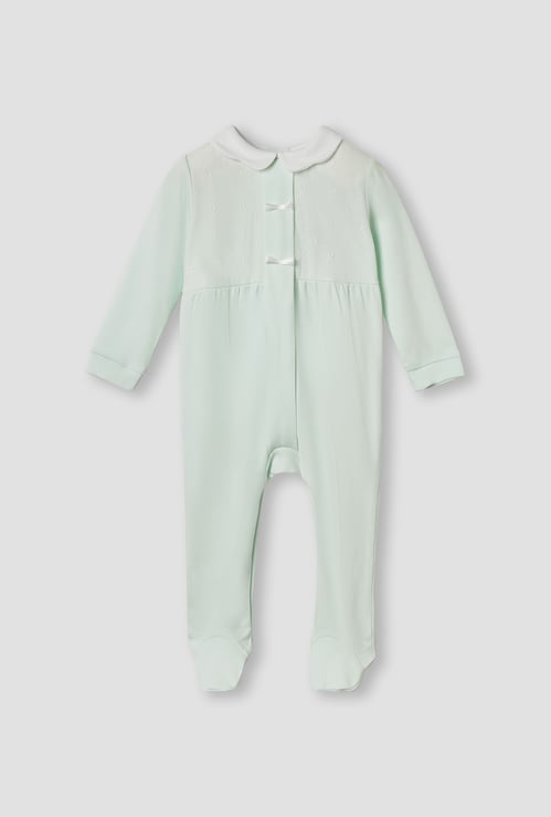 Giggles Bow Accent Sleepsuit with Long Sleeves