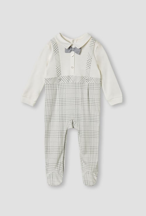 Giggles Checked Sleepsuit with Long Sleeves