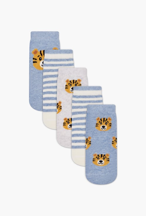 Juniors Tiger Print Socks - Set of 5