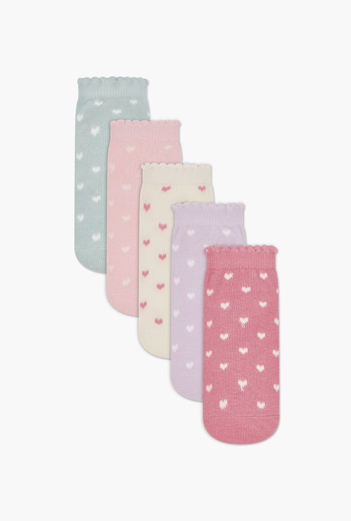 Juniors Heart Print Socks - Set of 5