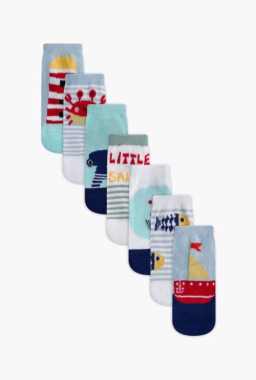 Juniors Nautical Print Socks - Set of 7