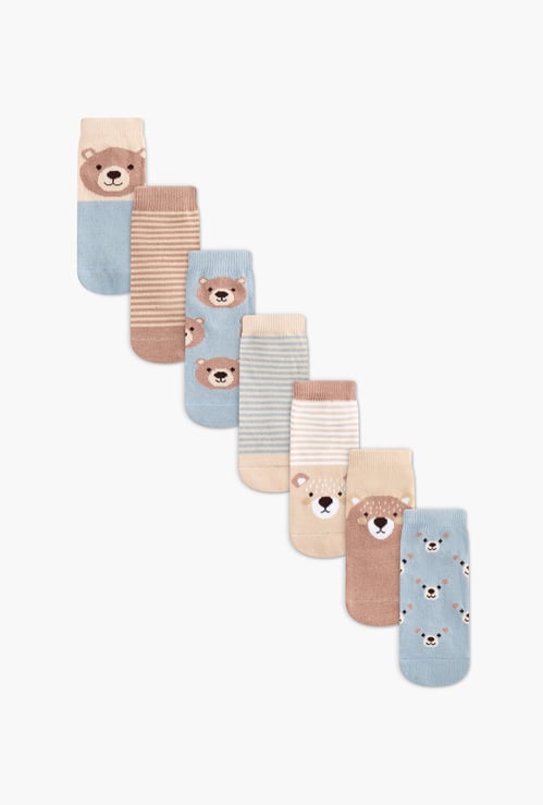 Juniors Bear Print Ankle Length Socks - Set of 7