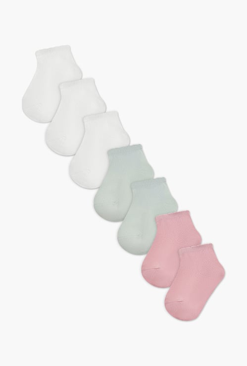 Juniors Solid Socks with Elasticated Hem - Set of 7