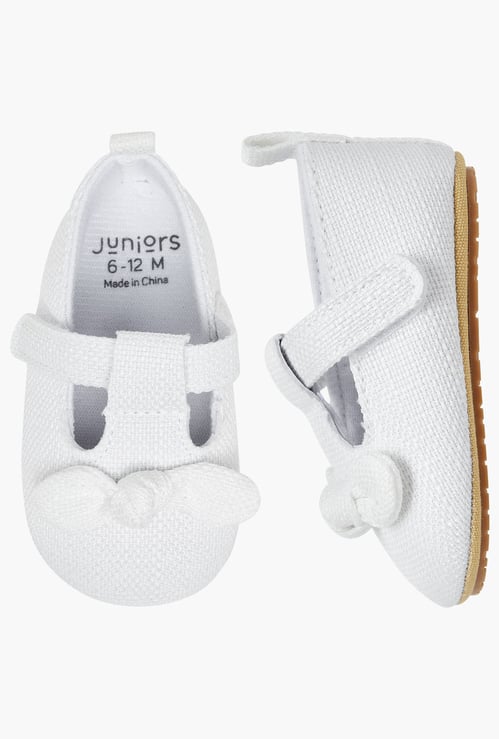 Juniors Bow Detail Booties with Velcro Closure