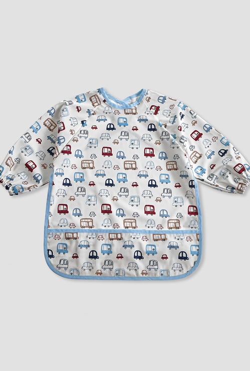 Juniors Car Print Apron Bib with Long Sleeves