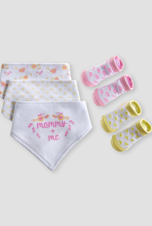 Juniors 5-Piece Printed Bib and Booties Set
