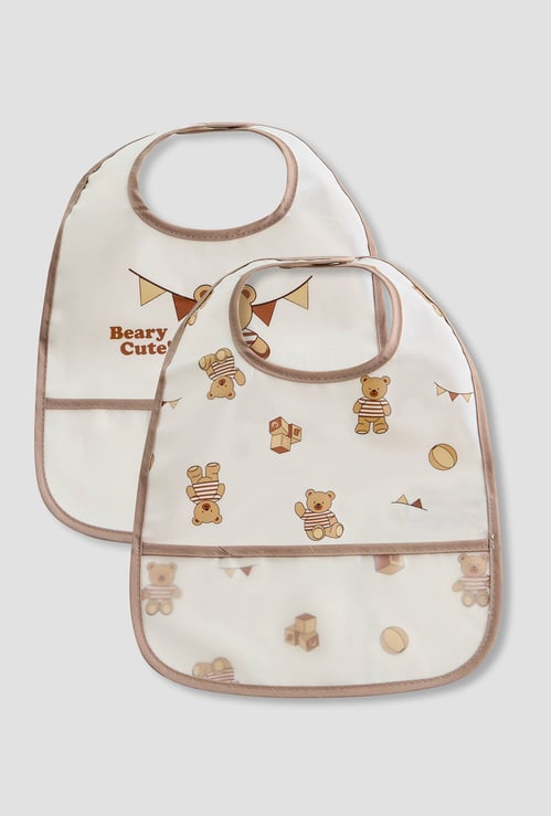 Juniors Bear Print Bib with Velcro Closure - Set of 2