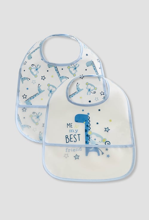 Juniors Dinosaur Print Bib with Velcro Closure - Set of 2